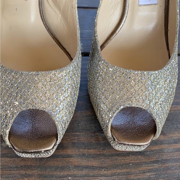 #JIMMY CHOO Nova Glitter Platform Slingback Heels 38 - Picture 5 of 14